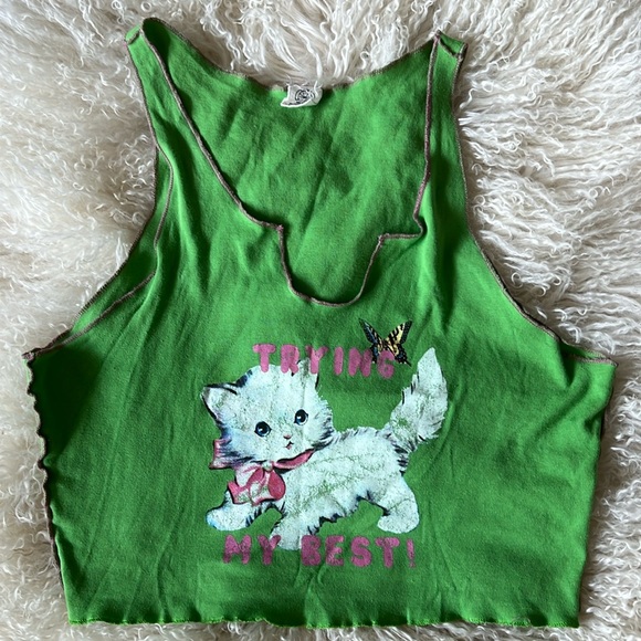 Urban Outfitters Tops - Urban Outfitters Kitty Retro Crop Tank Top
